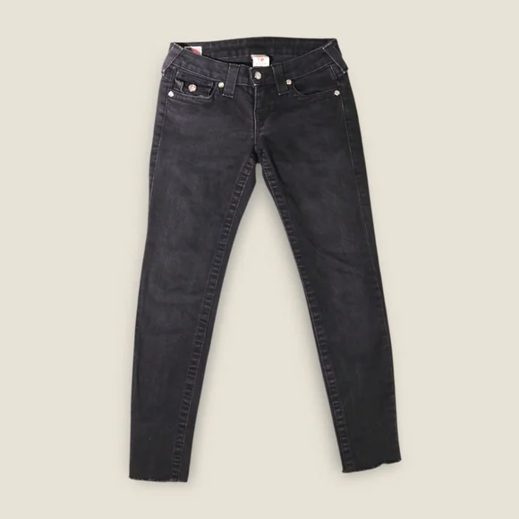 True Religion Casey Jeans Black Women’s 26 Low Rise Made in USA Skinny Denim Y2K - Picture 1 of 8